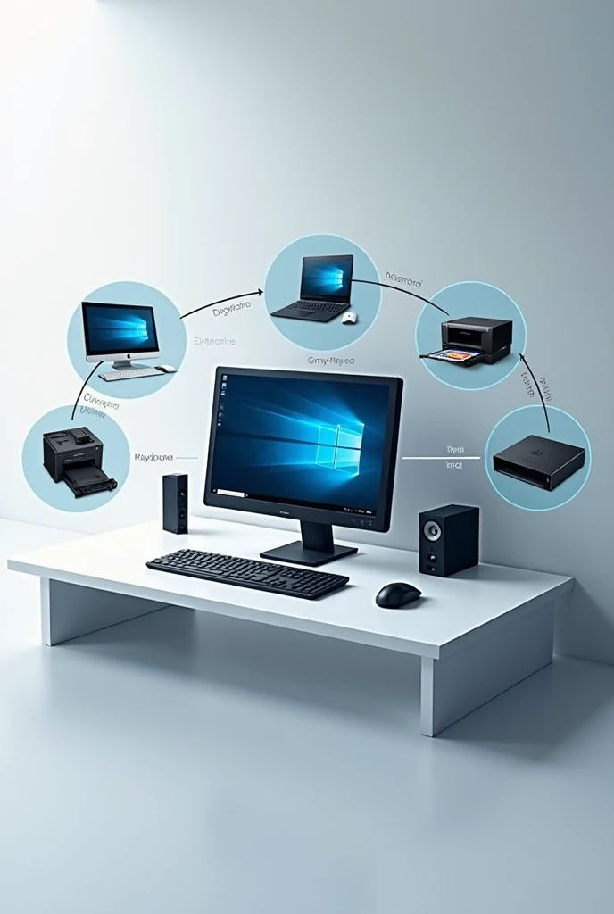digital computer with all input and output device highlight all the device saparately in circle and name it