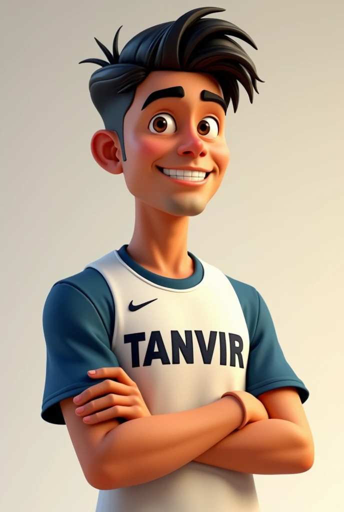 Young boy looking back wearing a esports jersey with text FLOWIGL written on it on back side in white color