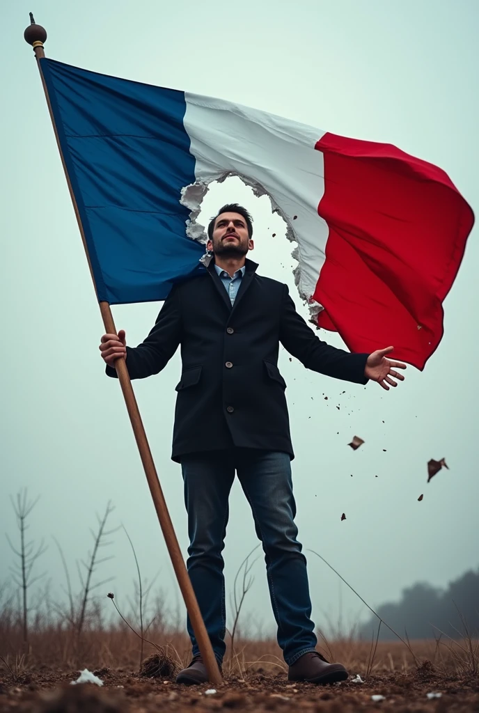 telegram founder pavel durov tearing france flag in a huge disrespectful way