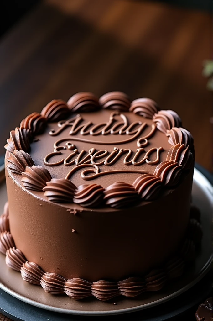 A chocolate cake and lavish written on it