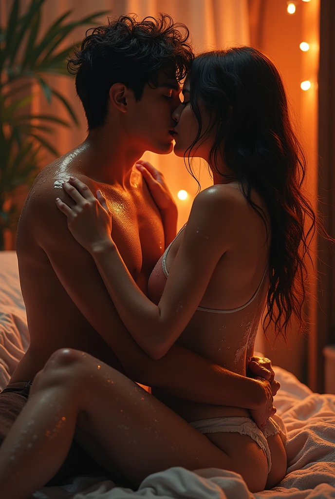 Girl and boy kissing harshly there saliva has cover there whole body girl take off her whole clothes