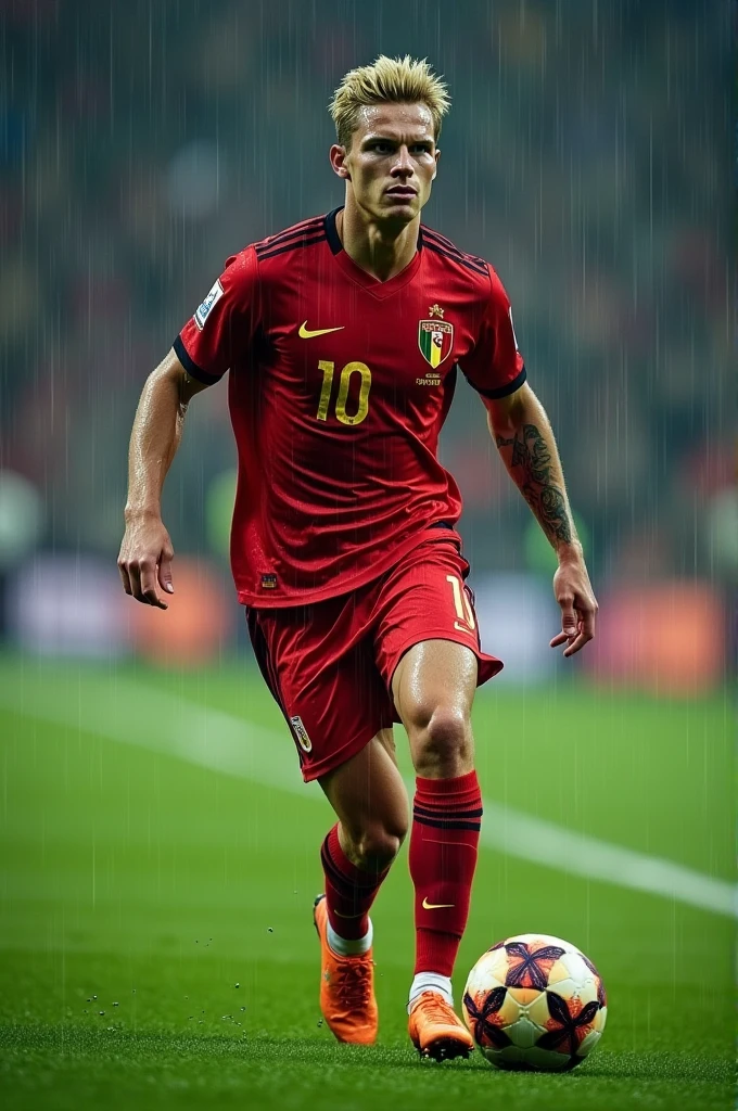 Kevin de bruyne in wet football clothes