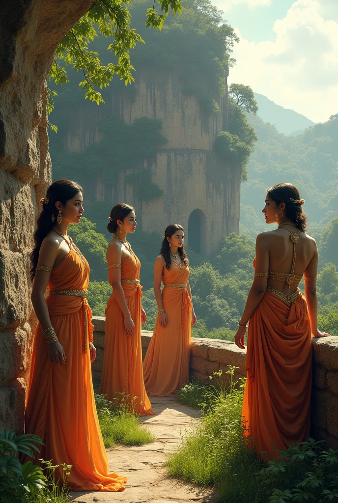 Genarate Sigirya womens art pictures in real more same angles as art in sigirya upside covered women