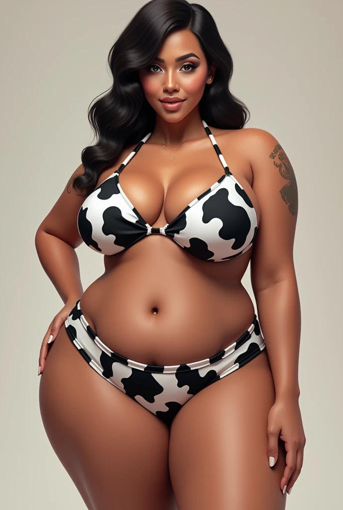 15 year old Latin teenager, chubby with huge tits, Going to a costume party dressed as a cow