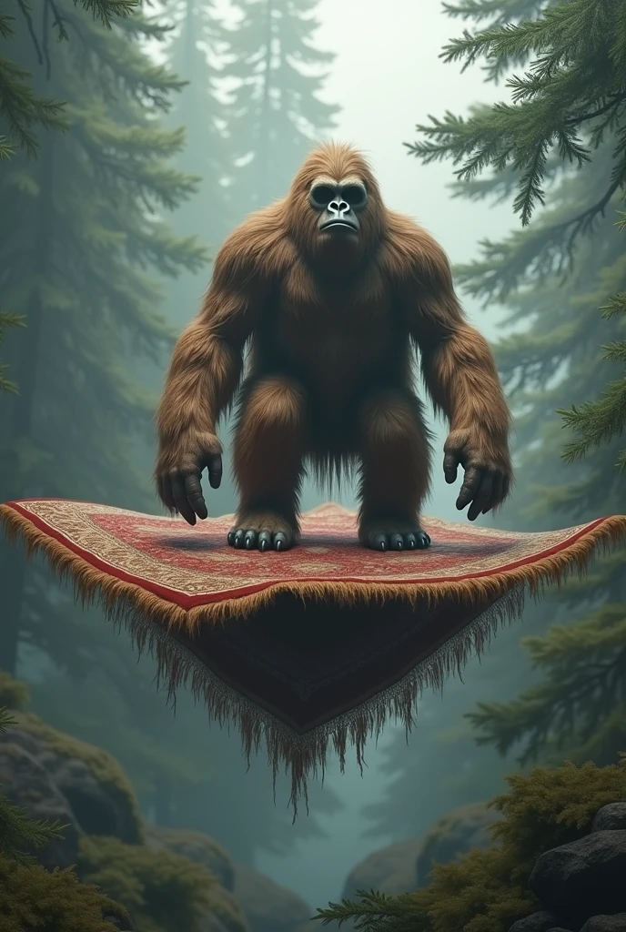 Sasquatch riding a rug