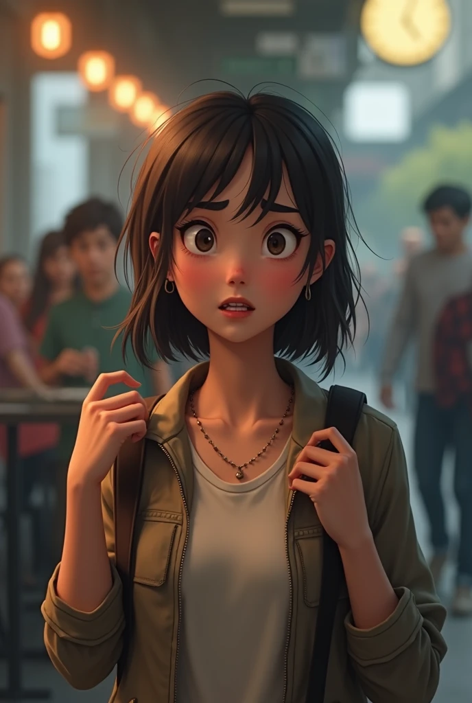 Animate a person being anxious of their physical appearance