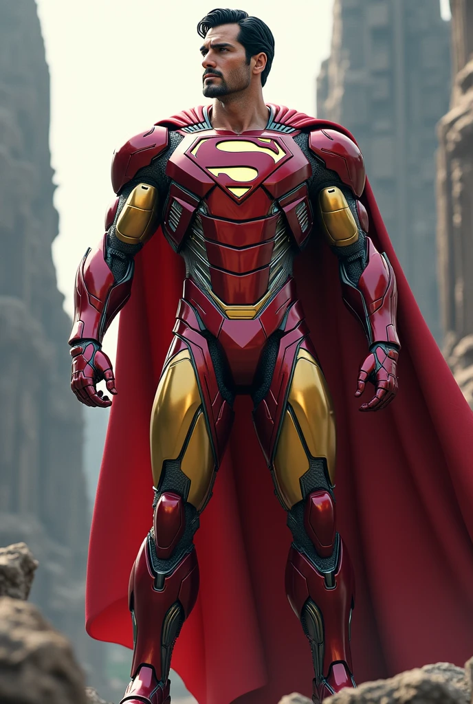 Super man in Ironman suit without mask