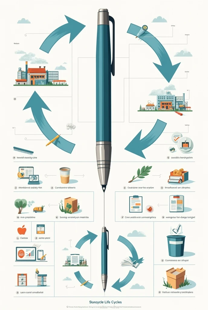 A circuit about the ballpoint pen , showing your production , consumption and disposal