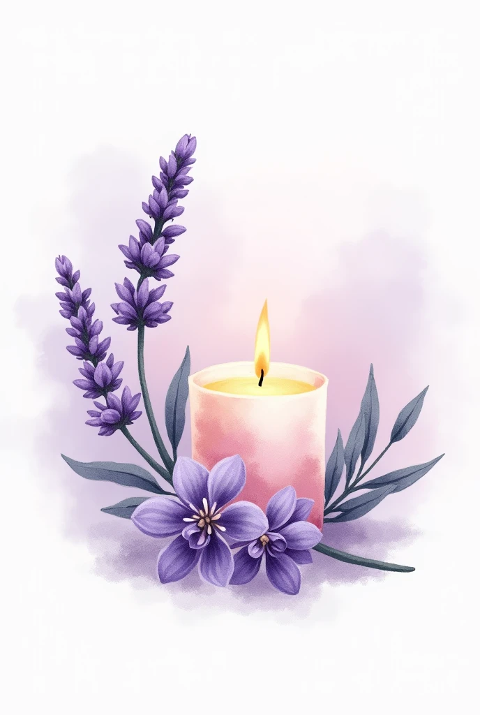 I want a logo off aromatic candels in pastel colors with flowers of lavanda and candels in aquarels