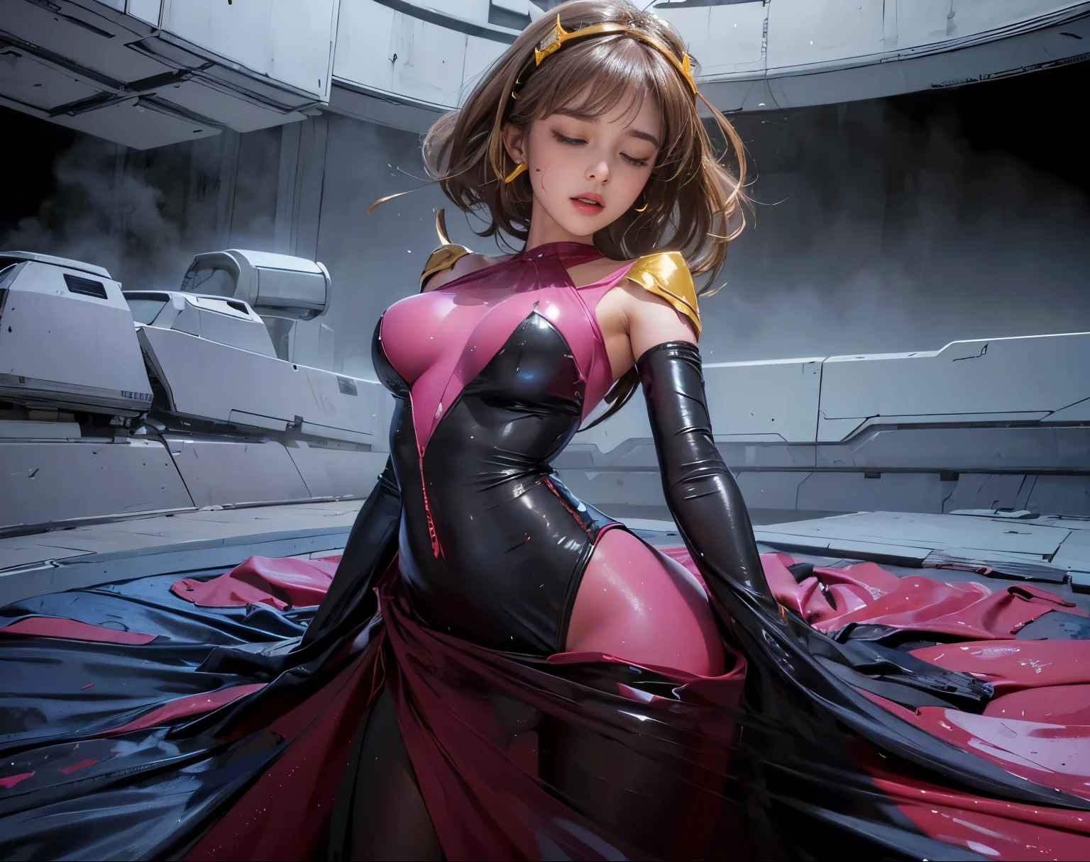 A close up of a woman in a dress and gloves - SeaArt AI