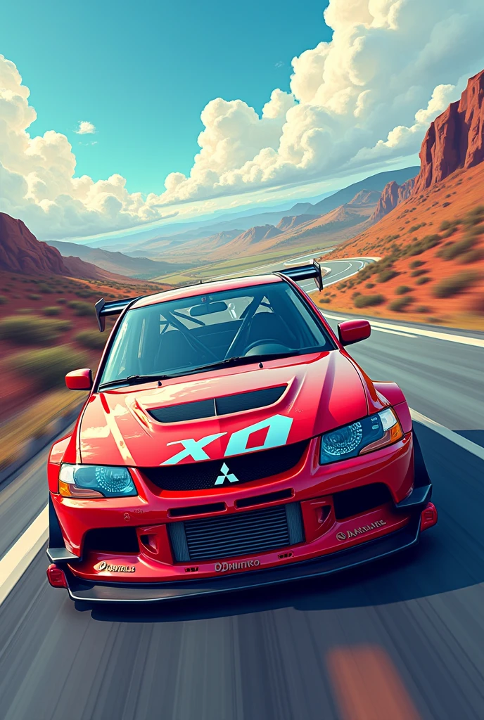 Mitsubishi evo Cartoon vista de cima