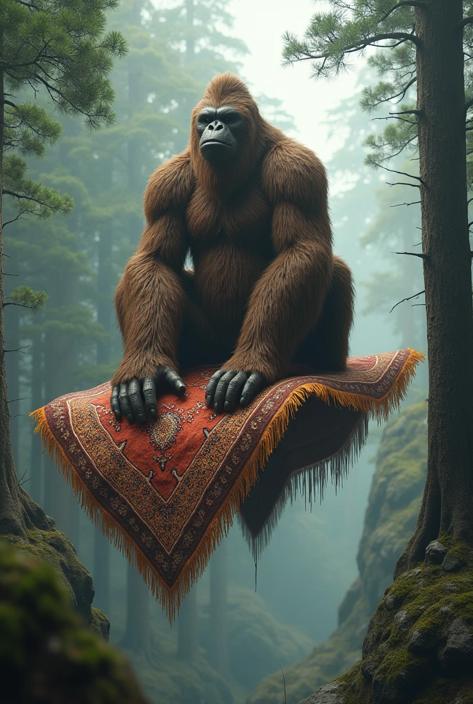 Sasquatch riding a rug