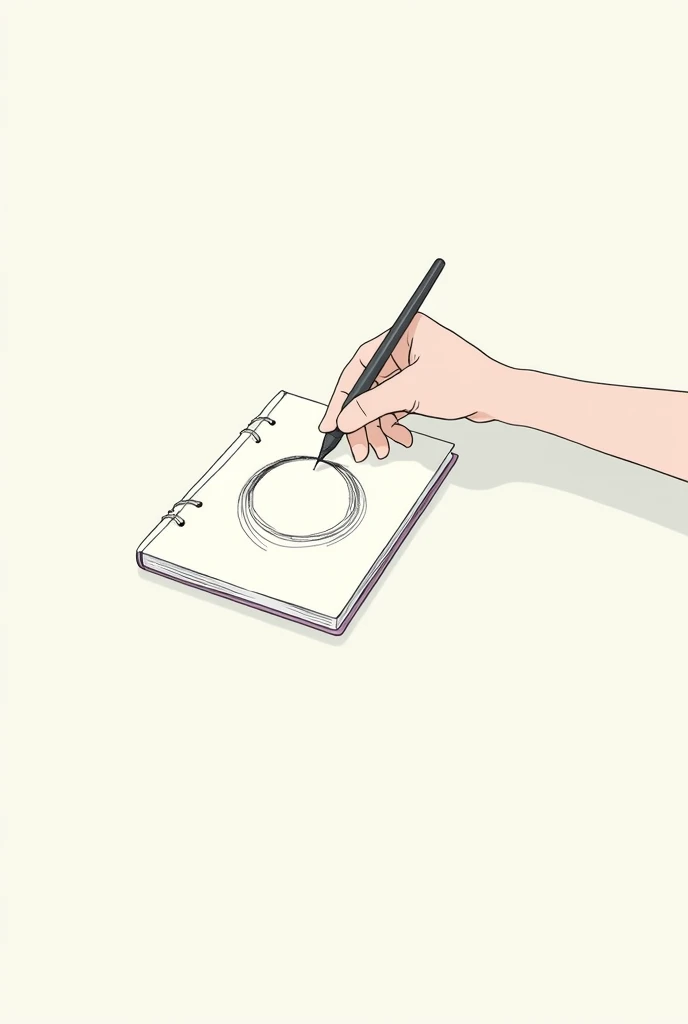 Drawing in a circle to mark a notebook