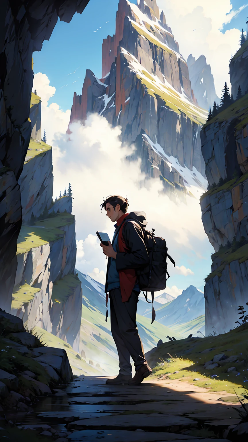 A man travelling with mountain