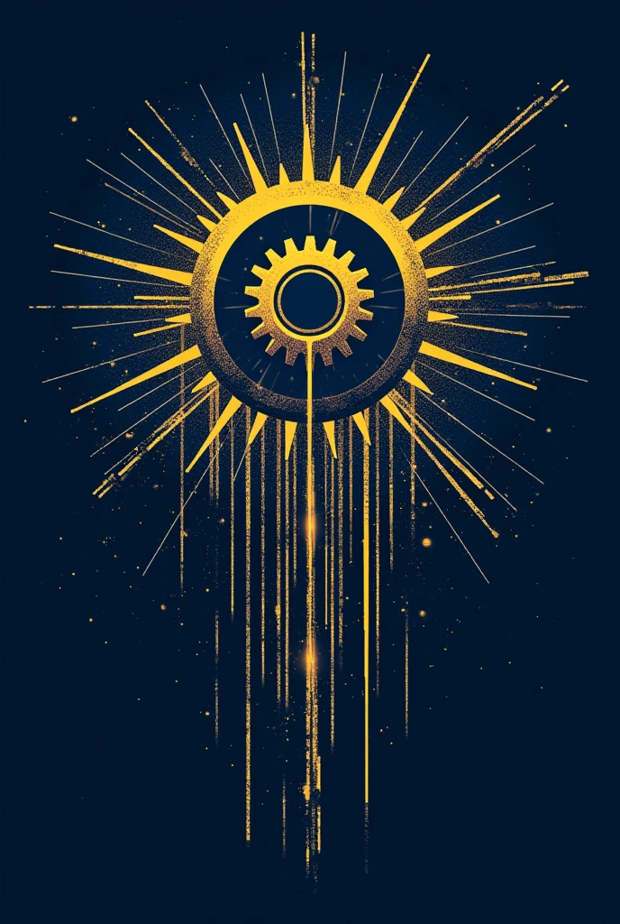 Generate a picture design for a t-shirt....use color gold navy blue....add few thick lines and something's like a gear of a clock and some spark all about electrical engineering 