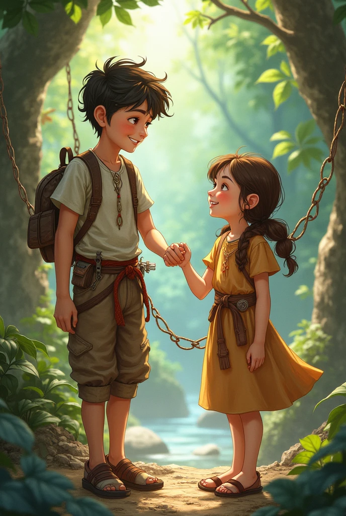 Make a boy lift the rope to a girl so she can pass