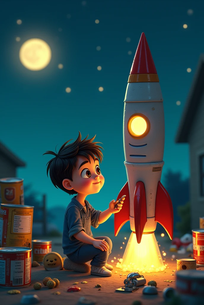 Un soir, tandis qu'il admirait la Lune, une idée saugrenue lui vint en tête : il allait construire sa propre fusée ! Avec des boîtes de conserve, des vieux jouets et beaucoup d'imagination, Léo se mit au travail. Il fabriqua un cockpit, des propulseurs et même un panneau de contrôle avec des boutons qui ne servaient à rien, mais qui avaient l'air très sérieux.