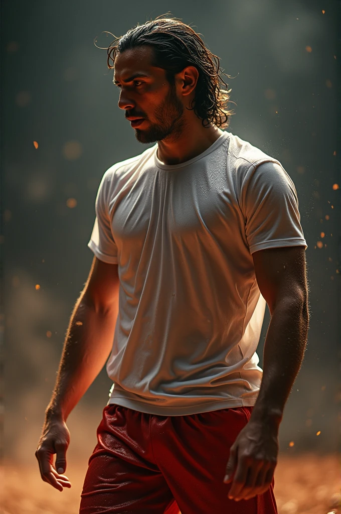 masterpeice, Wet T-Shirt Contest, Footballer Luka Modric, Half body shot, good quality, High resolution, hot and sweaty, Wet, blurred background, 16K, ultra high resolution.photorealestic, uhd, SPIRIT