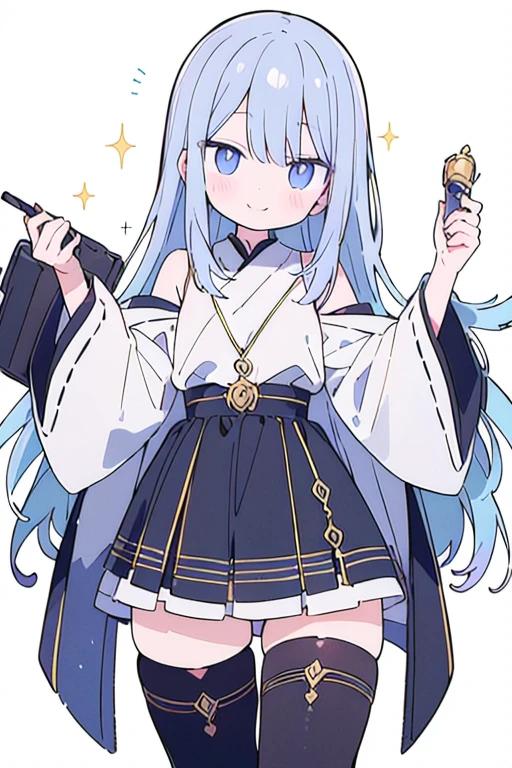 Perfect Anatomy、The perfect human body、Anime Style、(((Highest quality、最高masterpiece、Official Art、Award-winning works、超detailed、Fine hair lines)))、Dynamic configuration、Mechanic、Machine body、超detailed、masterpiece、Highest quality、beautiful、detailed、alone、A kind smile、A light smile、one person&#39;s、blue eyes、Purple gradient short hair、French Braid、bangs、Center of chest、ヘアribbon、Frilled Chalk、Cross halter、Unique clothing、Wide sleeves、pantyhose、Patterned legwear、Knee-high boots、ribbon, look up, Sticking out tongue, 