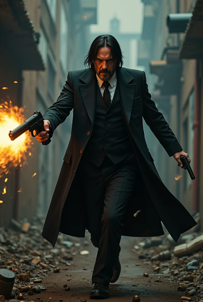 John wick keanu reeves old age fighting with guns full picture