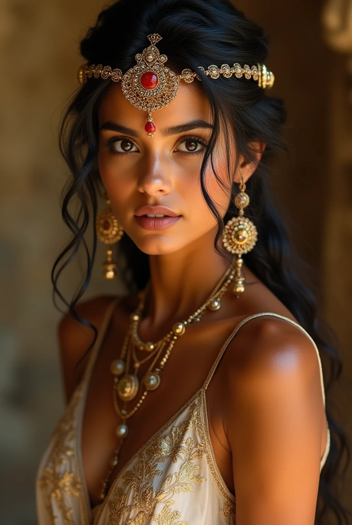 Genarate Sigirya beautiful womens art pictures in real more same angles as art in sigirya gold mixed yellow skin so close both woman 
