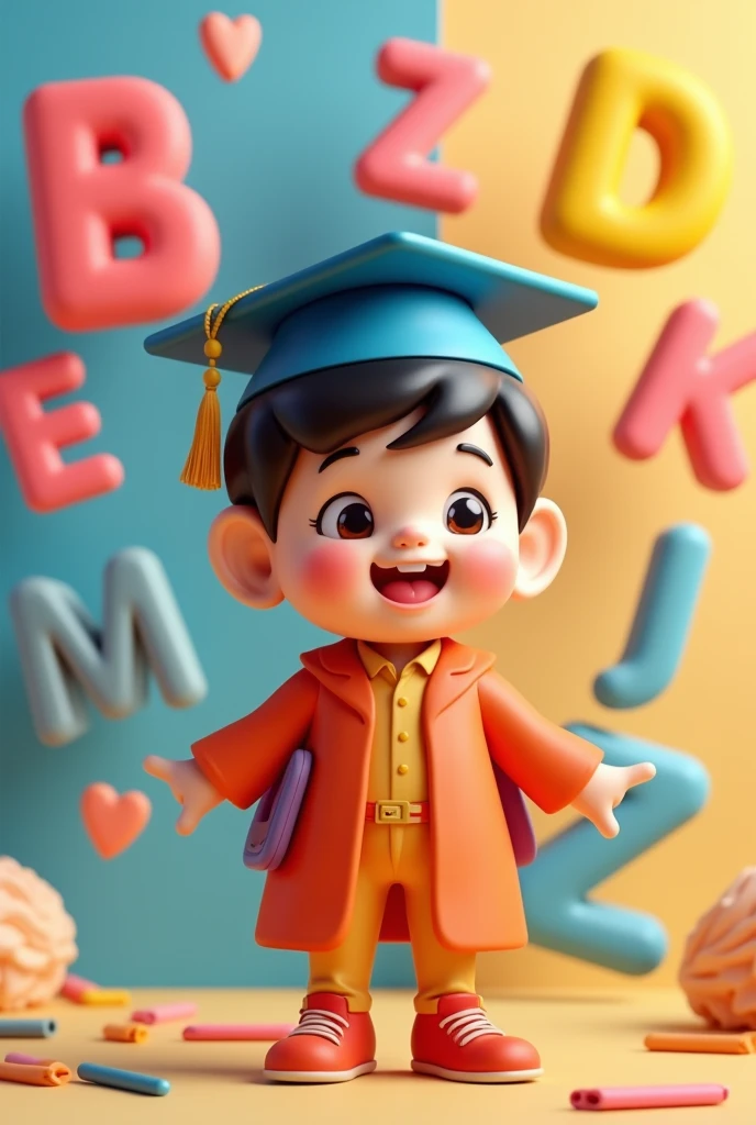 Cute 3D ABC child graduation panel size 4x3