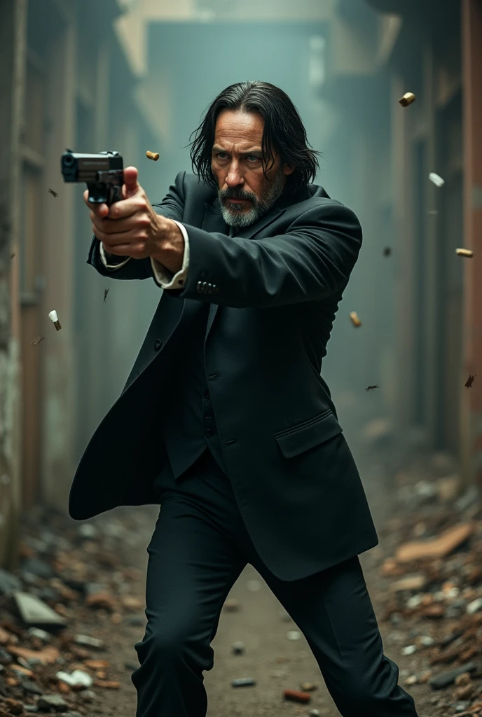 John wick keanu reeves old age fighting with guns full picture

