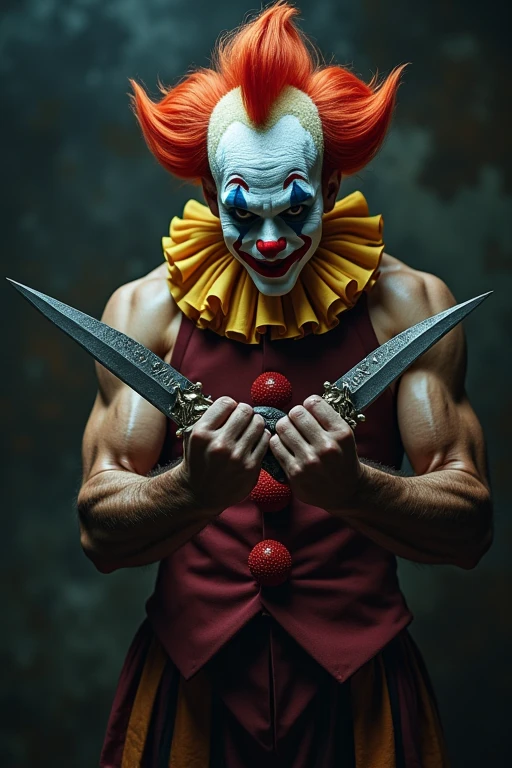 arms、Handsome clown with two daggers