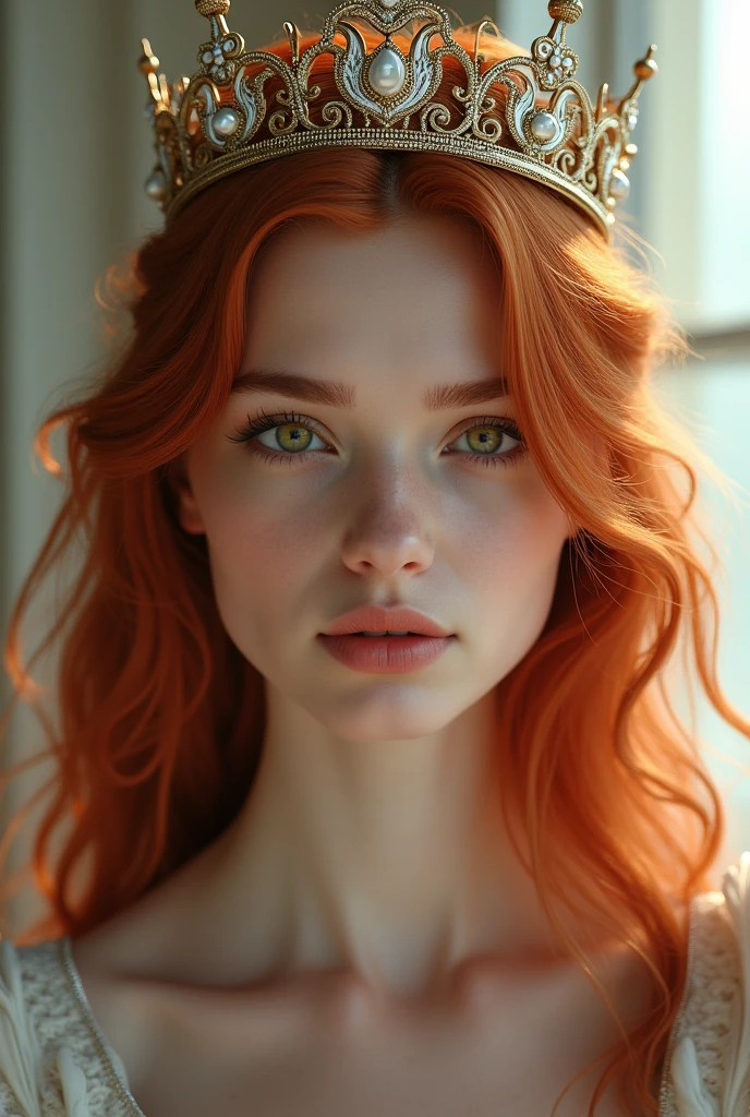 a redhead woman (wearing a crown), (octane, houdini, vfx, render, detailed, 4k ), by samdoesarts,