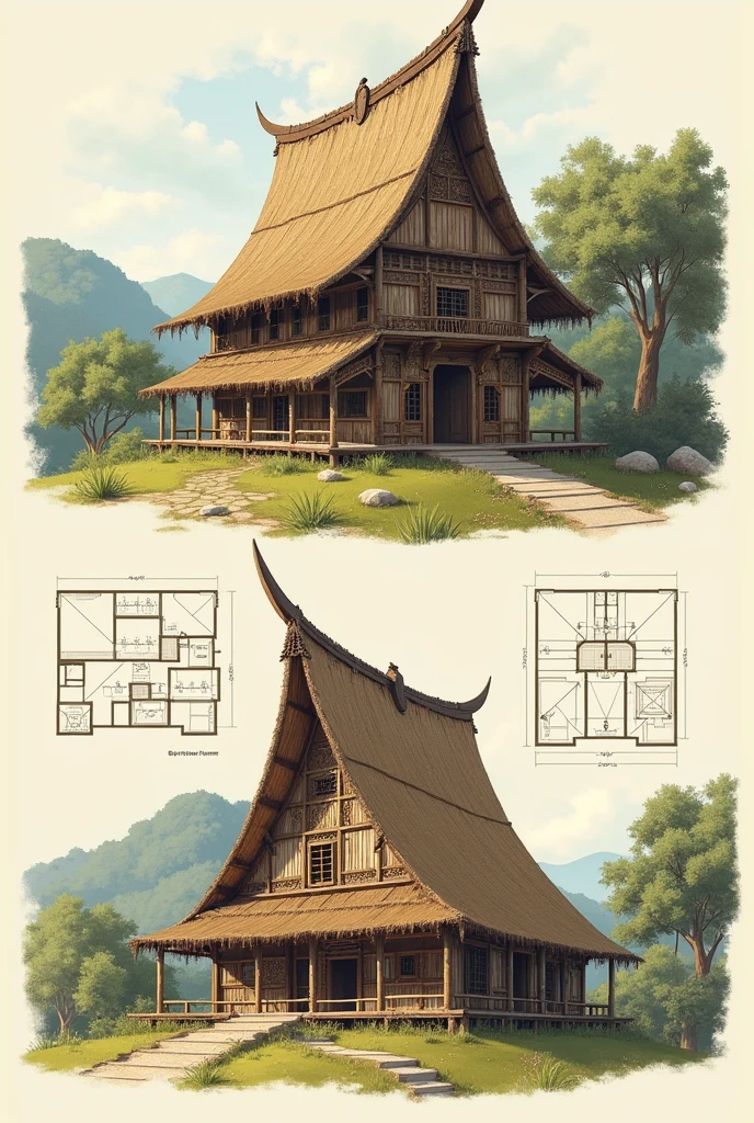 A chief's house plan and elevation 
