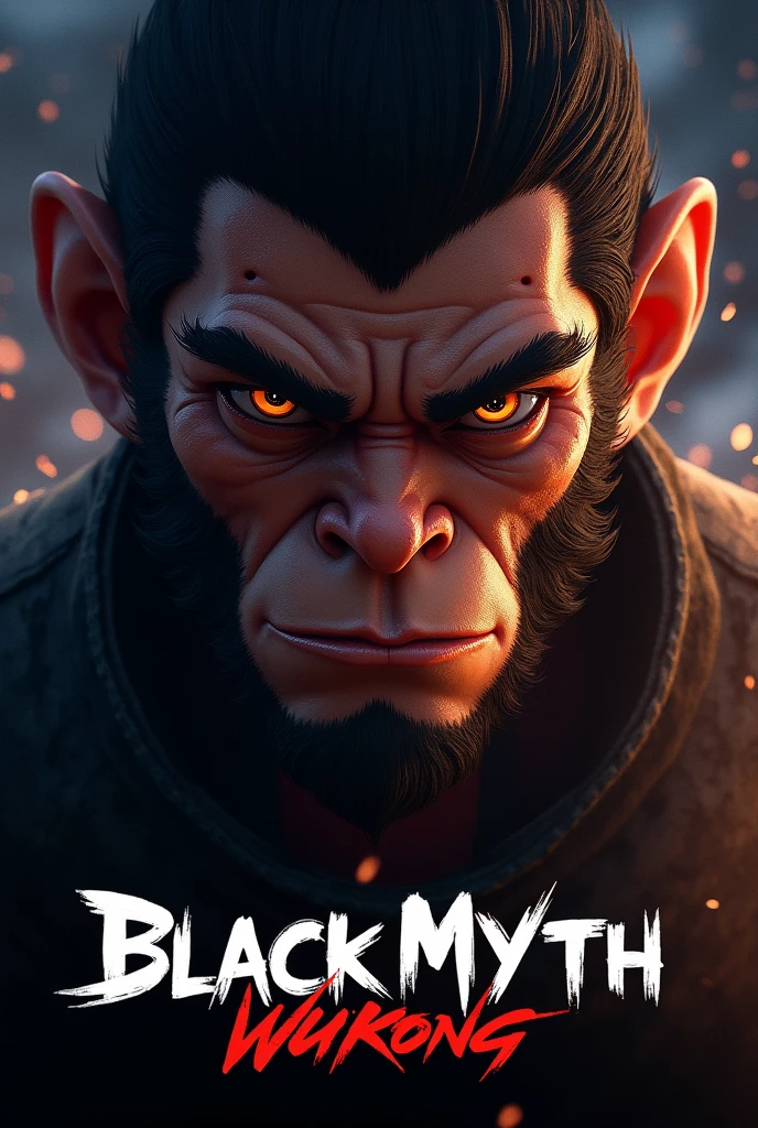 Black myth wukong poster 
Where the lead character face is focused and the title written behind
