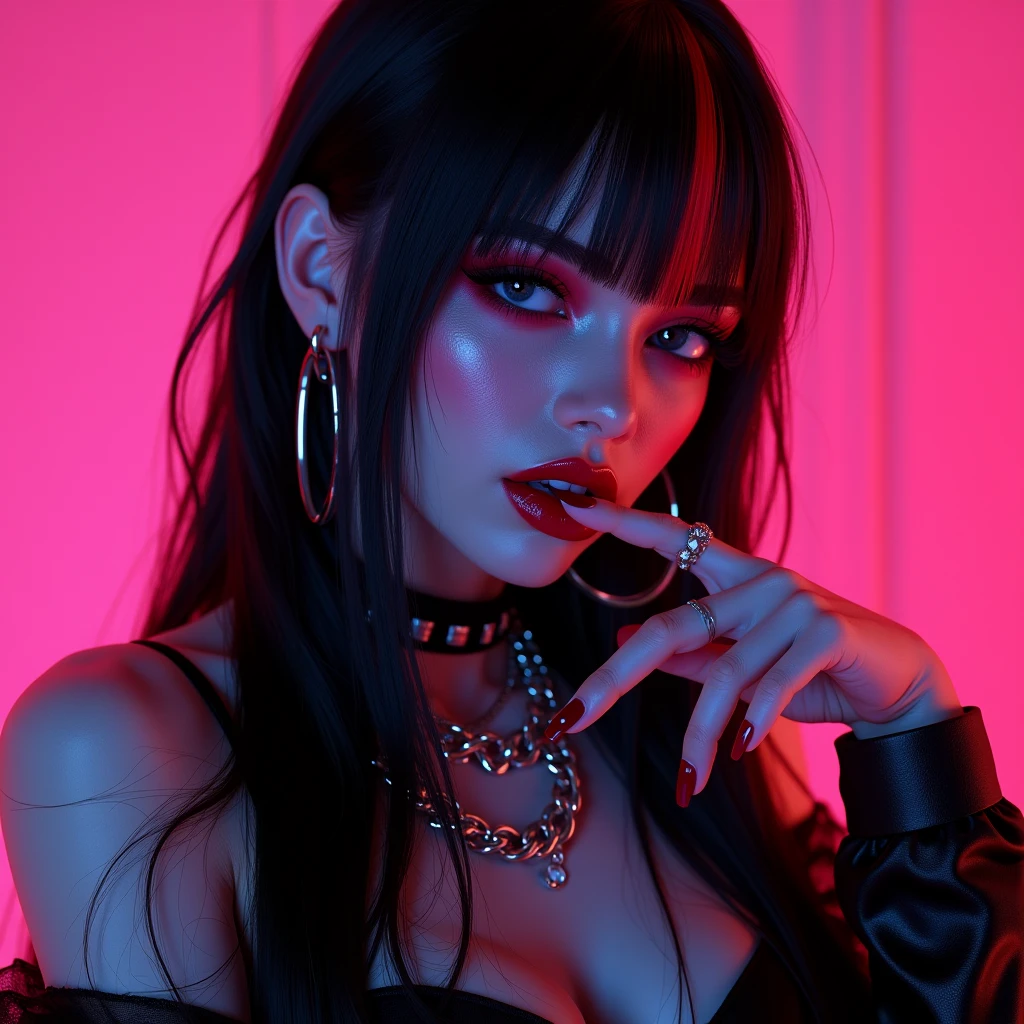 realistic painting...gothic young woman...