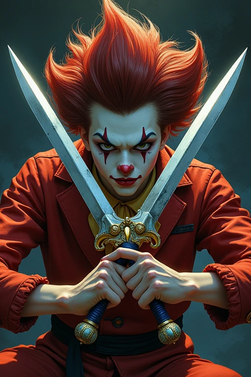 arms、Two daggers, a handsome clown boy, Hisoka-style from a manga