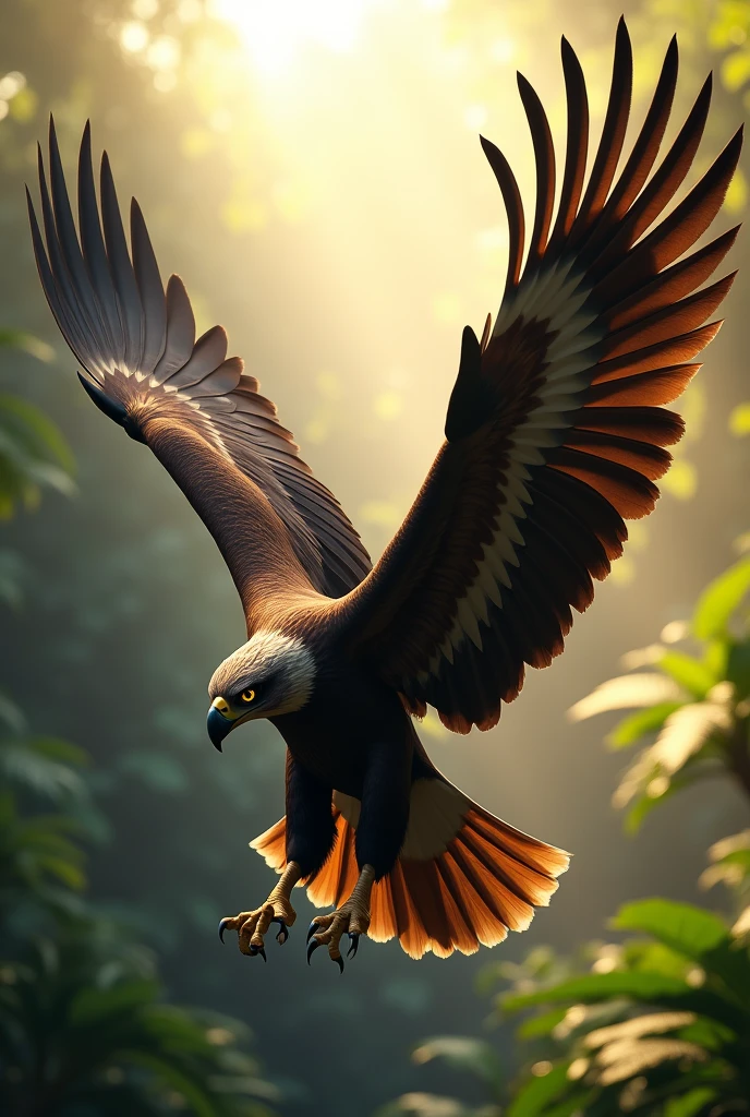 Philippine eagles flying towards you