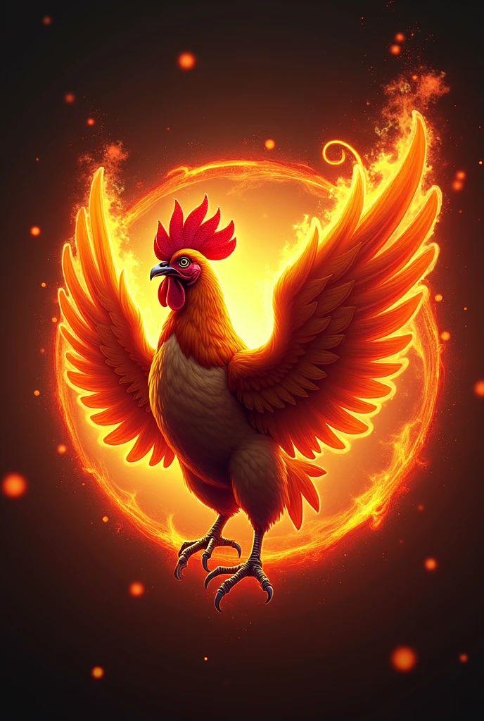 ''KANAT DÜNYASİ '' name is chicken logo, hot fire effect