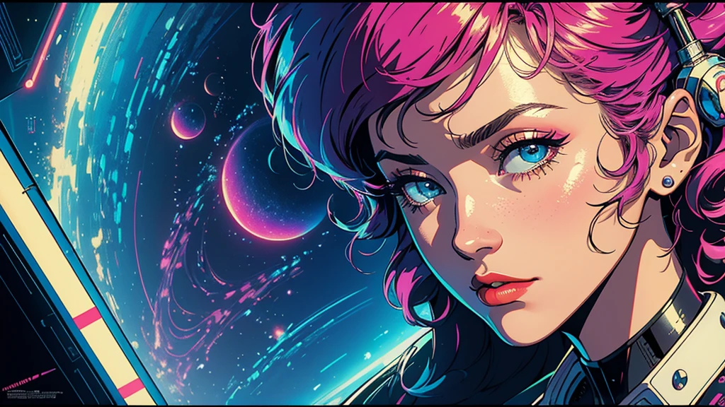 ((masterpiece, highest quality)), 32k wallpaper, very detailed, poster, vintage science fiction, 1960s,(((dramatic cinematic movie poster))), (bauhaus), shape,abstract, mid century modern,(vintage movie poster),Perfect Only Lady,1970's,(((portfolio,Close-up))),(((retro futuristic))),(anime),(((various angle))),bust up,((vaporwave)),(synthwave),highlight
