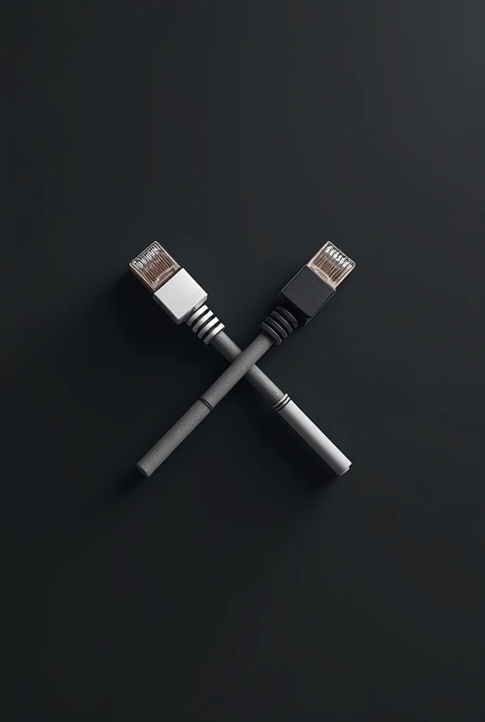 Logo of an X that is made up of two semi-thin rj45 network cables and in the middle it has the lens of a security camera all in 2d