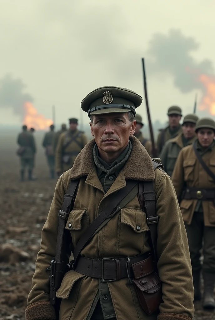 Hello, Please create a picture of World War I. realist.