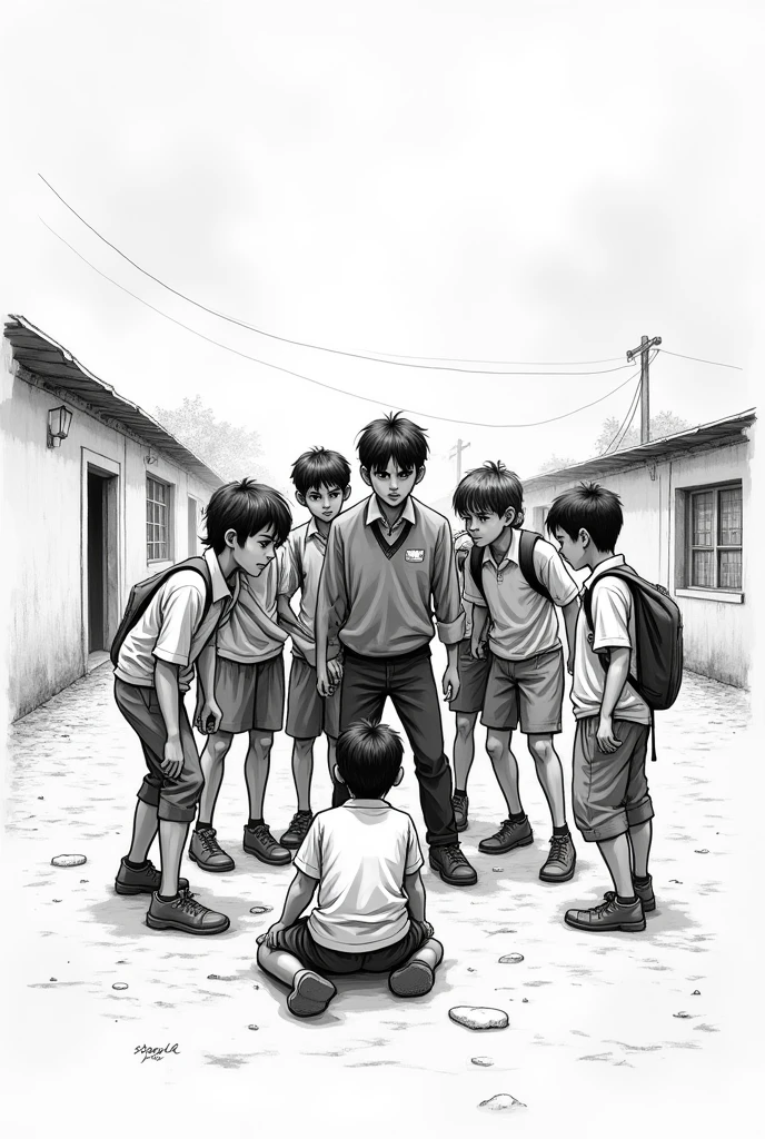 In one bed,In the middle lies the father,On the left is the eldest son who sleeps on his side,Young son squatting on bed、,Sitting next to the bed was the mother,It looked at her husband and three sons