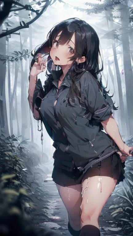 (must be follow these prompts:2.2),masterpiece,best quality,extremely detailed,(in her clothing:2.5),(adorable expression:2.6),(usual face:2.6),(pretty face:2.4),(normal body structures:2.6),(black hair:2.5),(displayed one girl on single picture:2.6),(A modern Japanese female college student who is part of a university exploration club:2.1),(The female college student is exploring the forest in her exploration clothes.:2.4),(In this forest, a horde of tentacles raping women is raging, dripping semen from their genitals.:1.9),(The female university student looks very cute in her exploration clothes.:2.4),(The female college student was walking through the forest in her exploration clothes when she was discovered by a group of tentacles who continued to rape women, and their raging, very thick genitals were violently thrust into her vagina.:1.7),(The very thick genitals that were roughly thrust deep into the vagina of the female college student continue to ejaculate a tremendous amount into her uterus.:1.7),(Hundreds of millions of tentacles make the female college student's private parts sticky.:1.6),(The female college student's vagina is filled with semen released by tentacles.:1.6),(A very thick genital organ dripping with semen was thrust deep into the vagina of the female college student.:1.9),(The female college student has a very pretty face and is .:2.2),(A large number of tentacles crawled up the inner thighs of the female college student and penetrated her anus.:2.0),(The female college student is short but has a slightly plump body.:2.1),(The female college student's expedition clothing is made of durable fabric that will never tear.:3.3),(Her breasts are completely hidden under her clothes:1.9),(These were all things that happened to the female college student herself, and no one else.:3.5),(Make sure to depict the face:5.3),(Calm expression:4.3),(Innocent face:3),(The film depicts just one female college student.:3.3),(Only the female college student appears.:4.2),(Portrait Style:5)
