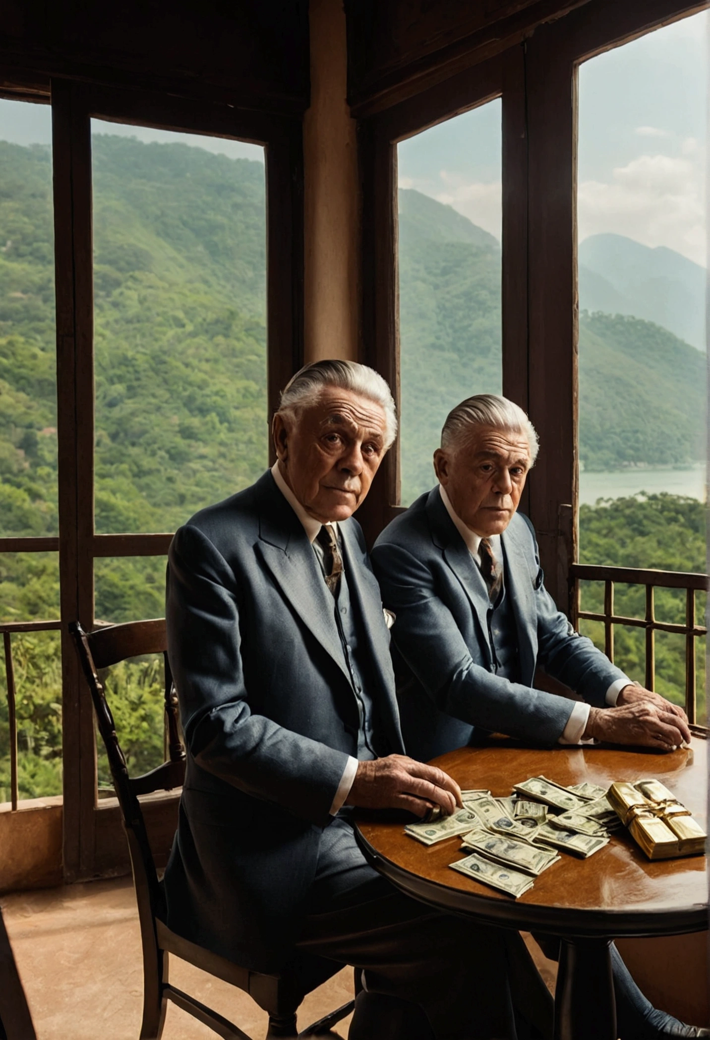 men , old money with beautiful view