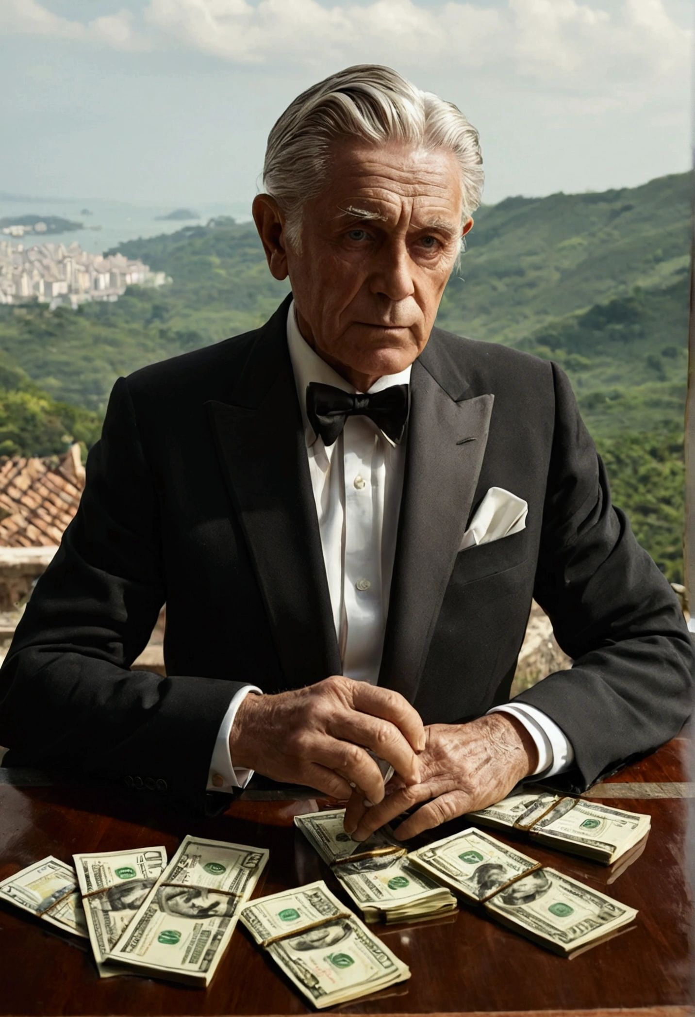 men , old money with beautiful view