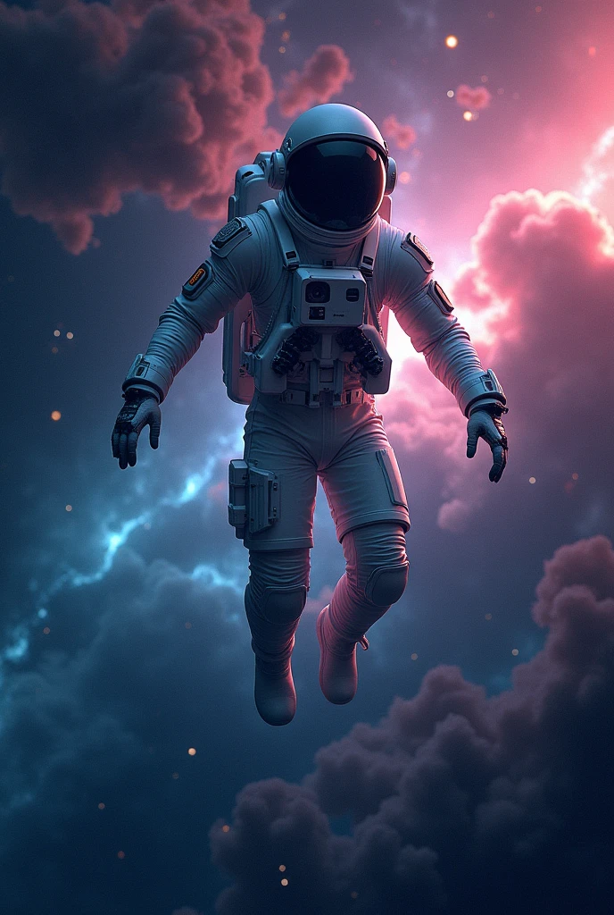 Create an image of an astronaut in space with the name "Celestial Sbu" written in the background
