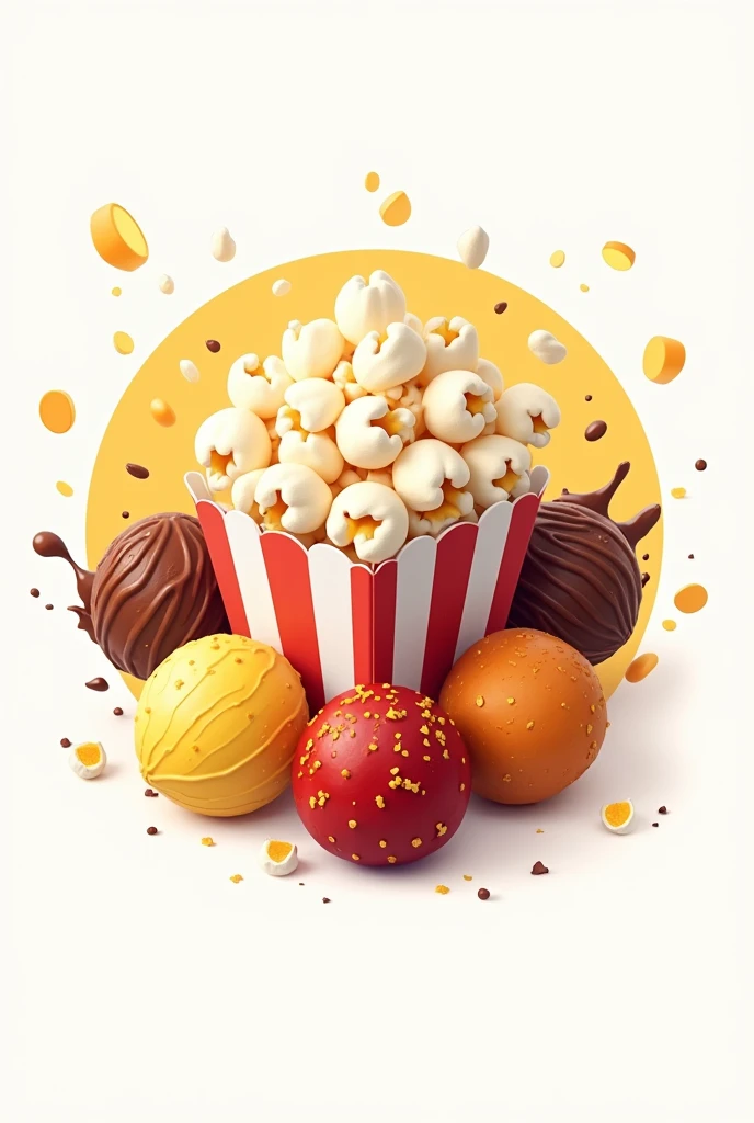 create a popcorn logo with different toppings like: chocolate. lemon, Mantequilla, Sweet, starch.
With the name: crispesabor