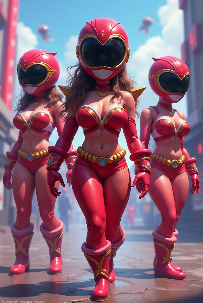 Chibi power rangers, helmet, sexy, cartoon big breasts, thicc