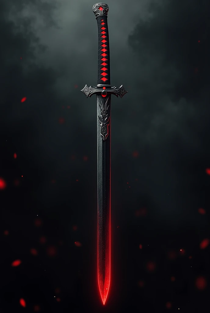 Katana with black blade and red and black dagger

