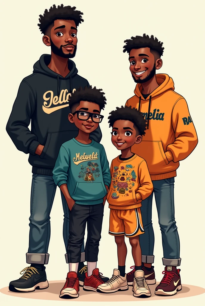 (Boy1),(man),(ager 17),(altura 1,80cm),(Dark Skin Color:1.5),(cabelo curto preto cacheado crespo),(Dark brown eyes), (face shape: oval nose thick flattened but a little thin and a little small and the mouth large but a little thin and Small and very young face and soft and smooth), (physical body: thin and very average, the arms are thin and thin and ben normal, the belly thin but a little fat and wide and thin legs with. The thighs are medium and very normal),(Wearing),+,(a pair of sweatpants and a black sweatshirt)