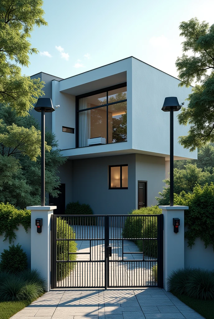 House with security cameras, electric fence, Access control and electric gate