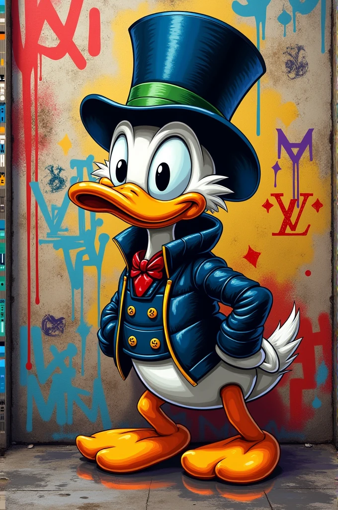Dagobert duck, street art, grafitty, Louis Vuitton Monogram, cool
