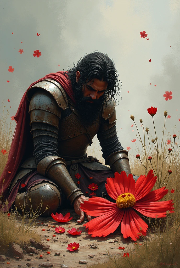 A warrior poisoned from smelling a cosmos flower